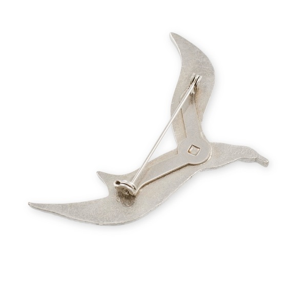 Vintage Seagull Bird Brooch Large Silver Tone Pin - Picture 3 of 3